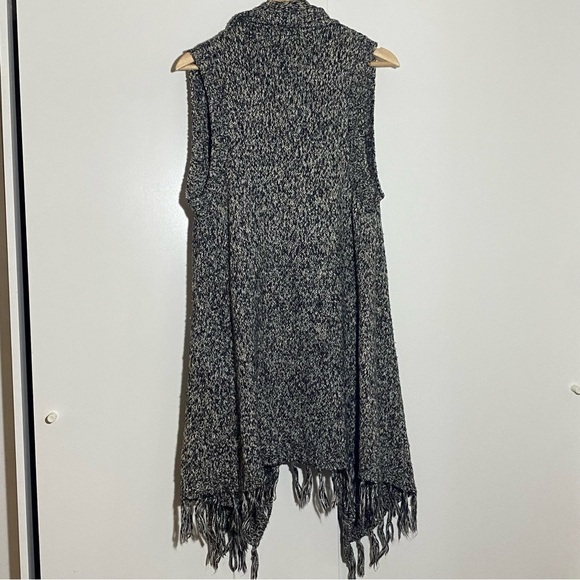 🎈Kensie heather gray shawl sweater fringe  goth Y2K open front long cardigan S - Picture 4 of 8